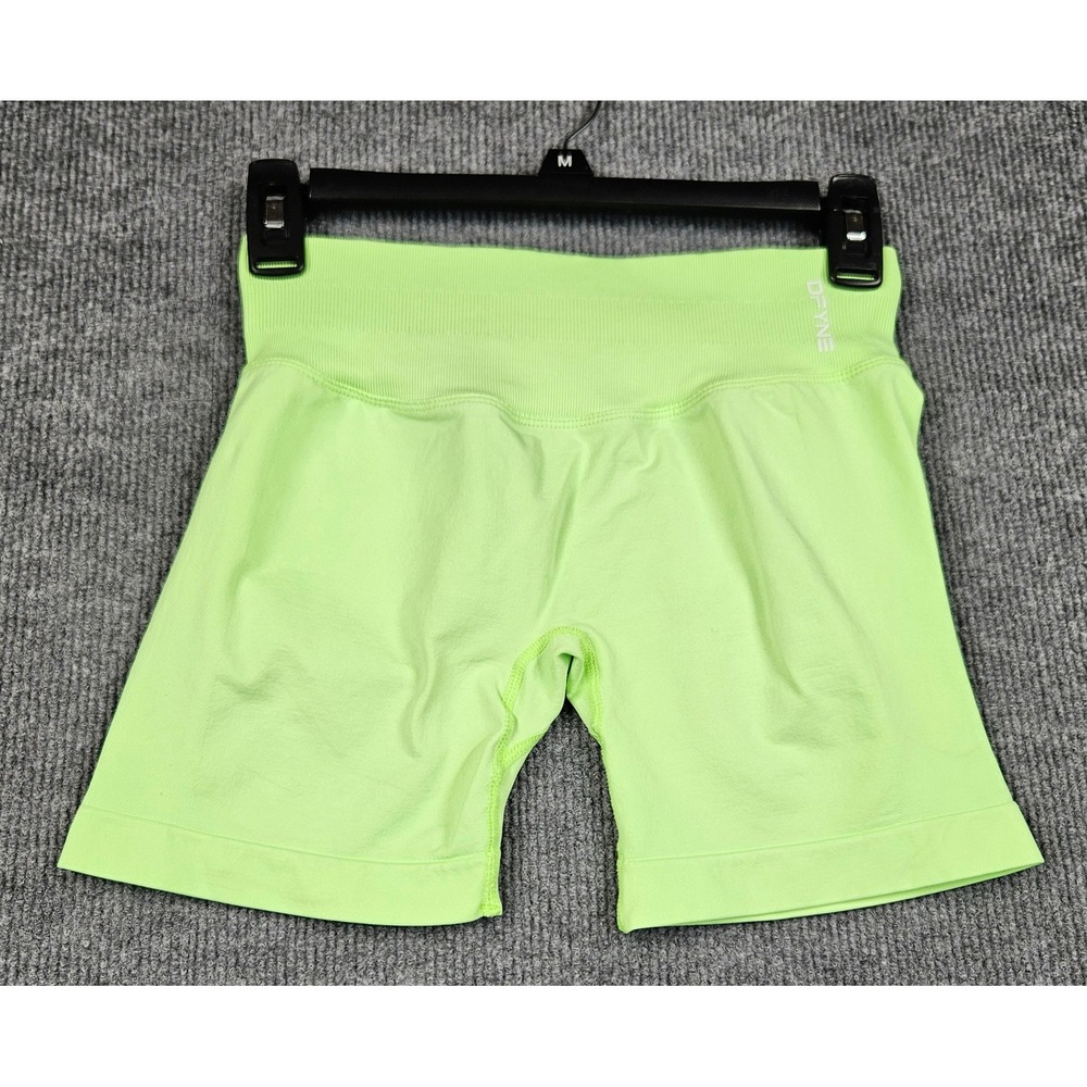 DFYNE Dynamic Seamless Scrunch Butt Shorts Lime Green Womens Medium Gym Workout